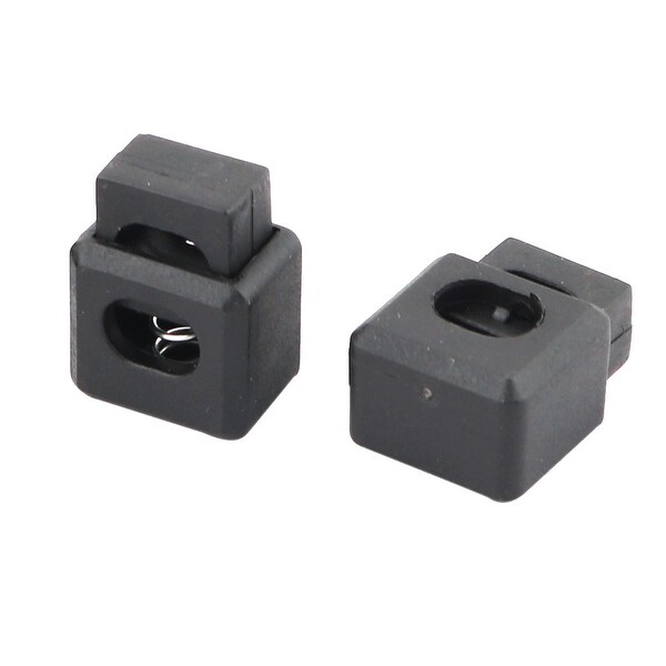 20 Round Black Cord Lock Toggles Stoppers Plastic Drawstrings