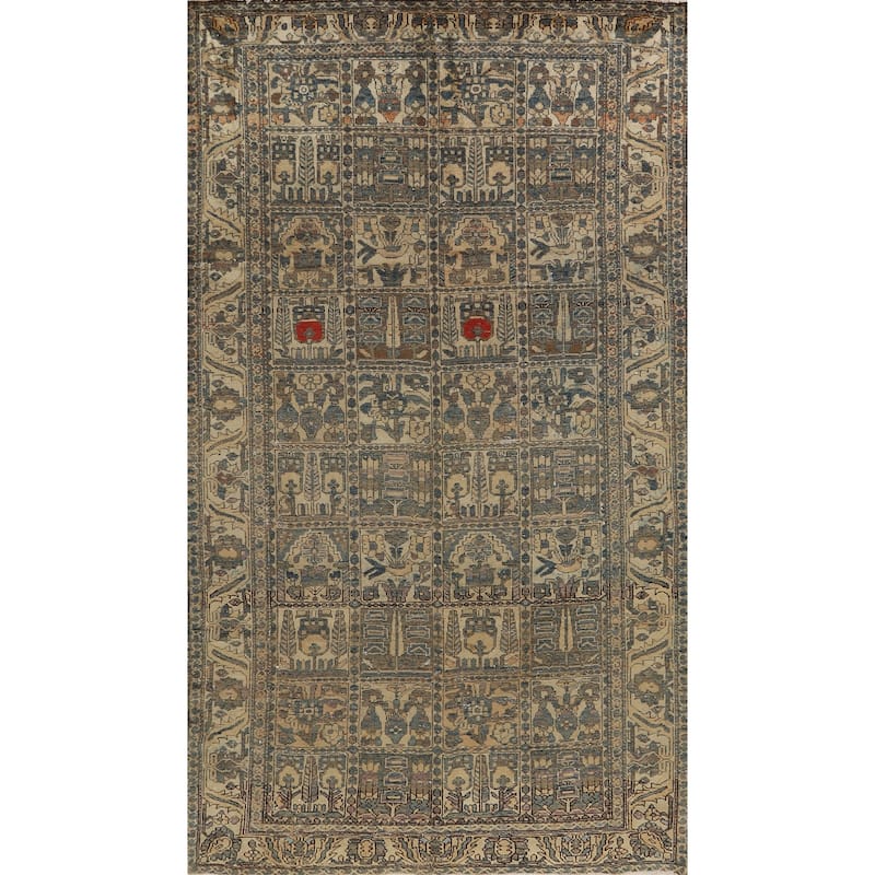 Distressed Bakhtiari Persian Vintage Rug Hand-Knotted Wool Carpet - 5'4"x 10'1"