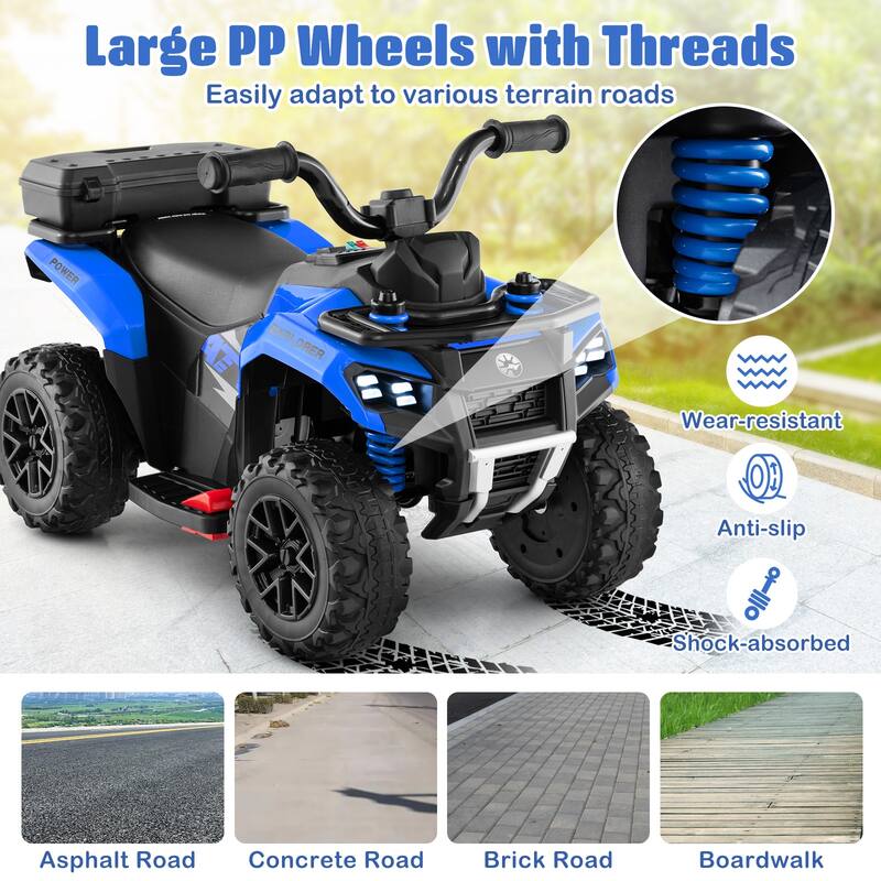 Gymax 6V Kids Ride On ATV w/ Music & Spray Function USB Port Storage