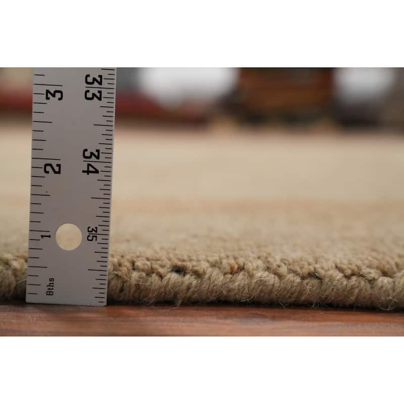 Hand Knotted Oriental 100% Wool Carpet Modern Solid Brown Gabbeh Area Rug - 9' 7'' X 8' 1''