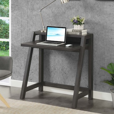 Modern 2 Tier Desk - Compact Computer Writing Table - Home Office Workstation
