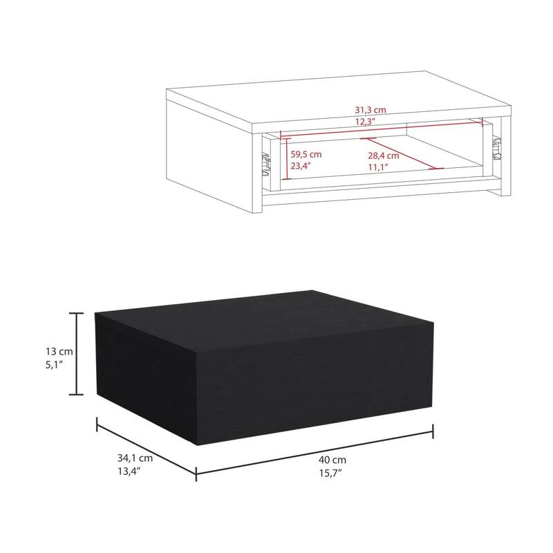 Milano Modern Floating Bedroom Nightstand with Storage Drawer