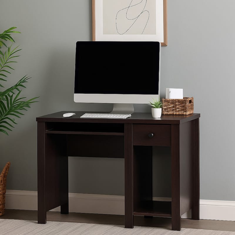 Akol Computer Desk, Keyboard Drawer and Storage, 39 Inch, Black - Black