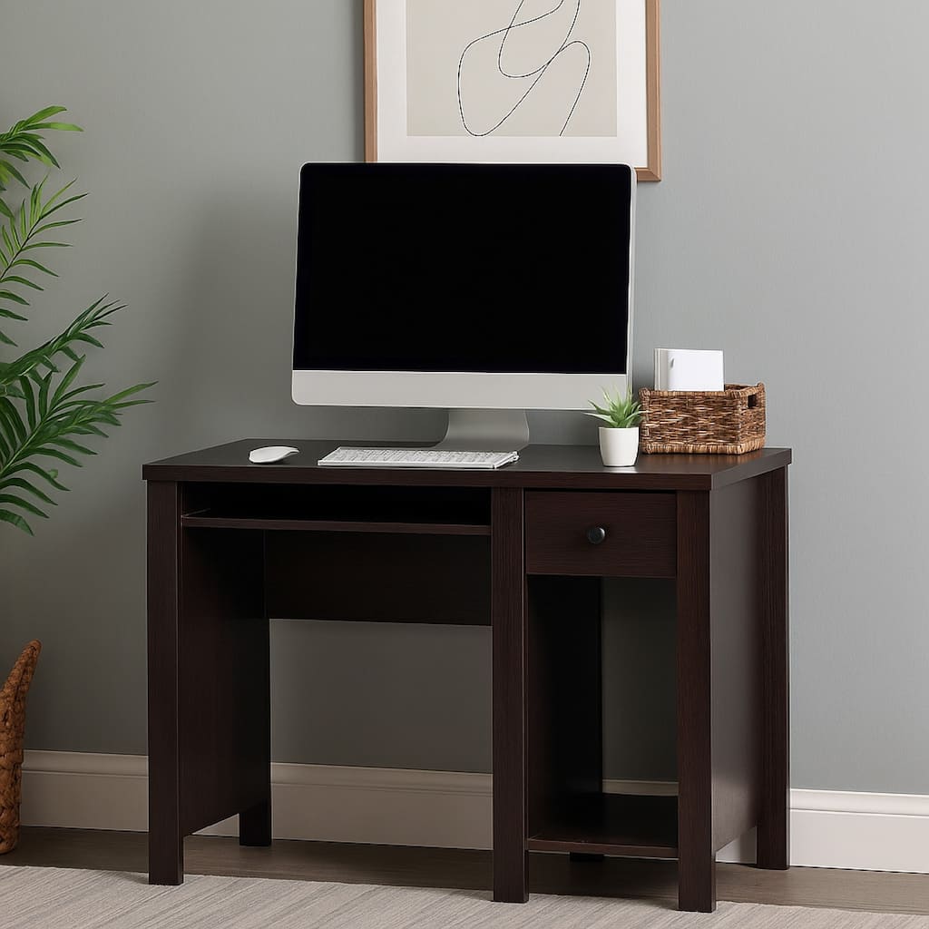 Akol Computer Desk, Keyboard Drawer and Storage, 39 Inch, Black