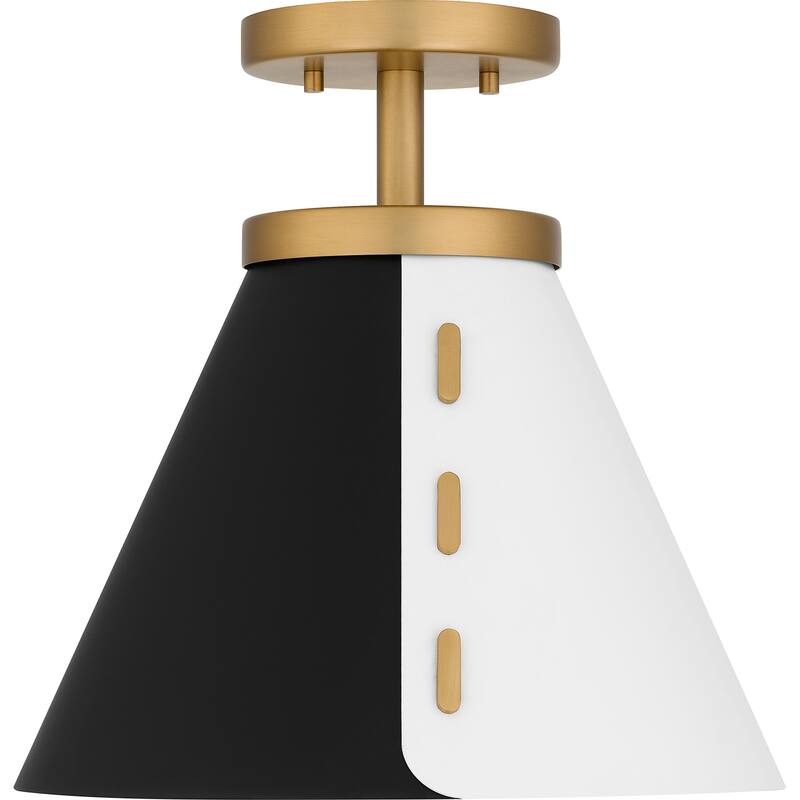 Trette 1-Light Brushed Weathered Brass Semi-Flush Mount Light