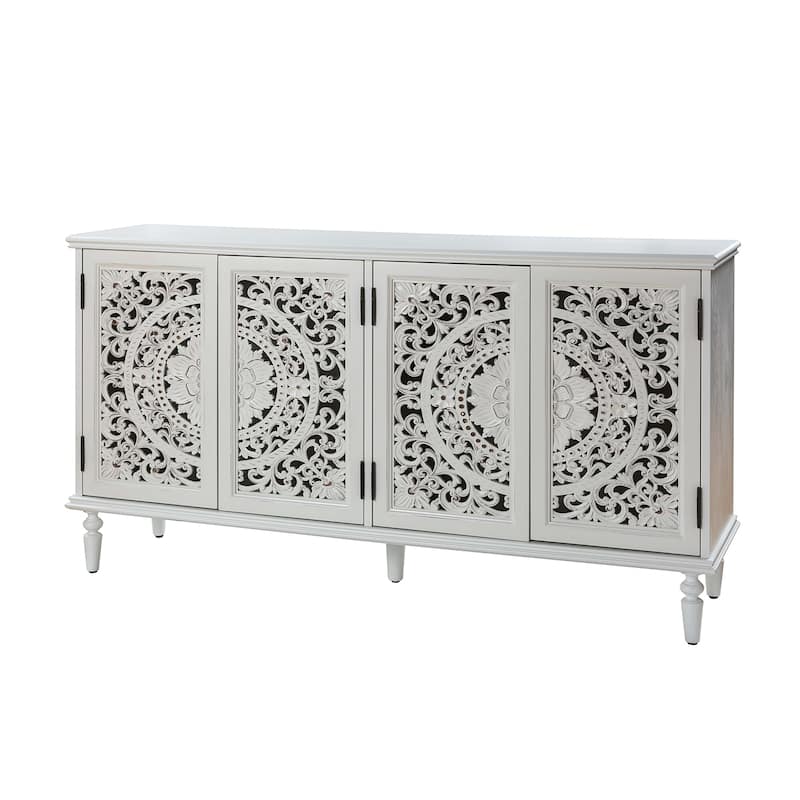 Ismenides Traditional Carved Built-in Lighting Sideboard Storage TV Stand By HULALA HOME