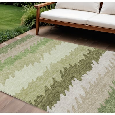 HomeRoots Striped Transitional Rectangle Outdoor Rug