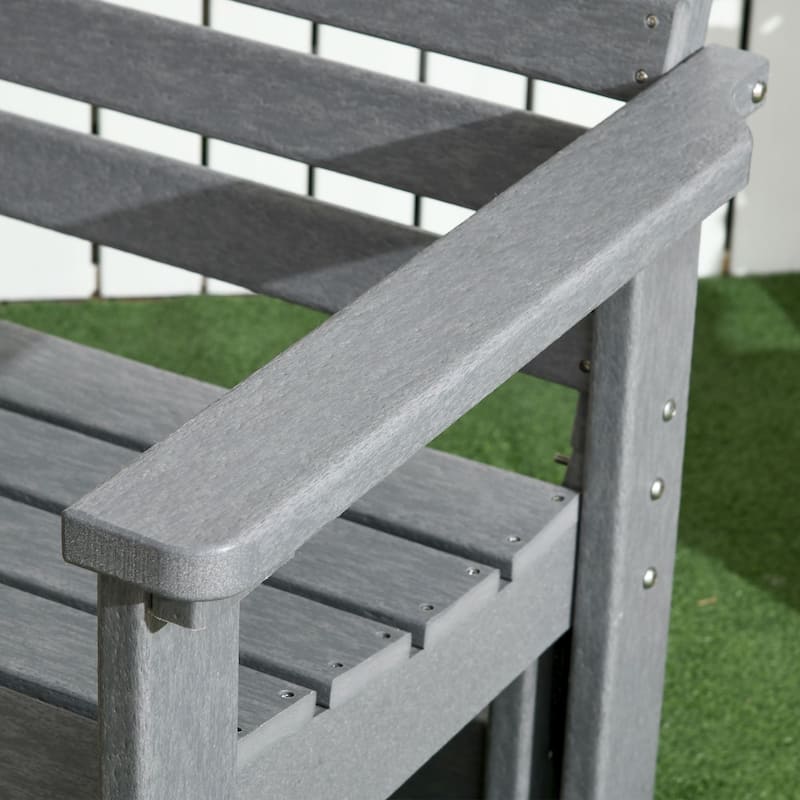 2-Person Outdoor Glider Bench, Patio Double Swing Rocking Chair Loveseat with Slatted HDPE Frame for Backyard, Garden, Porch