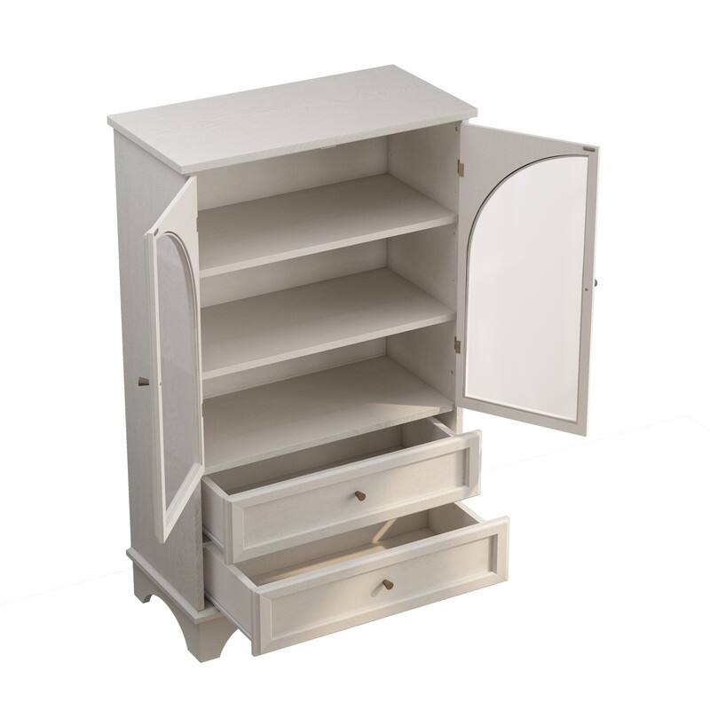 52.17"H Glass Door Display Case Storage Cabinet with Adjustable Shelf and Drawers for Stylish Organization