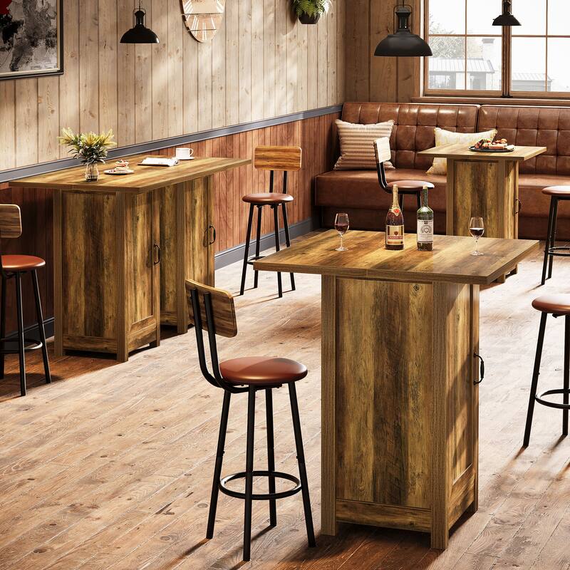 Bar Table with Closed Door, 31.5-Inch Square Cocktail Pub Table