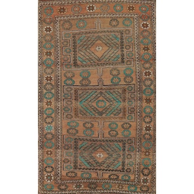 Geometric Shiraz Vintage Persian Area Rug Handmade Wool Carpet - 6'3" x 9'3"