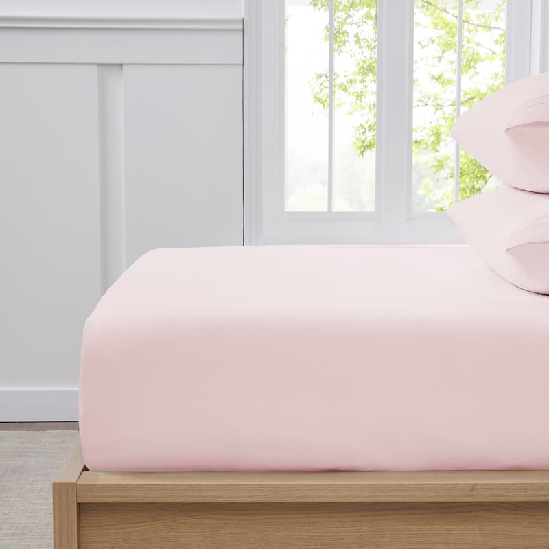 Sweet Home Collection 1500 Series Microfiber Fitted Sheet - Pale Pink - Full