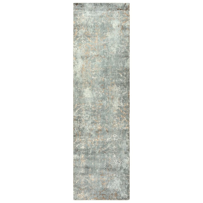 Alora Decor Essential Grey Scroll Wool Blend Rug - 2'6" x 8'