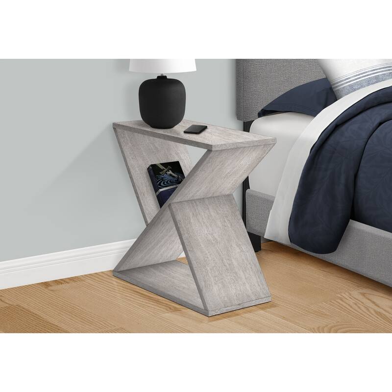 Accent Table, Side, End, Nightstand, Narrow, Small, Bedroom, Living Room, Lamp, Grey Veneer, Contemporary