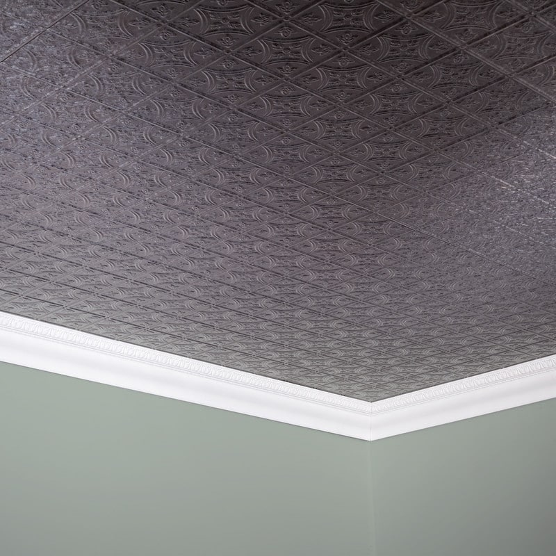 FASÄDE Traditional Style1 Decorative Vinyl 2ft x 4ft Glue Up Ceiling Panel in Galvanized Steel (5 Pack)