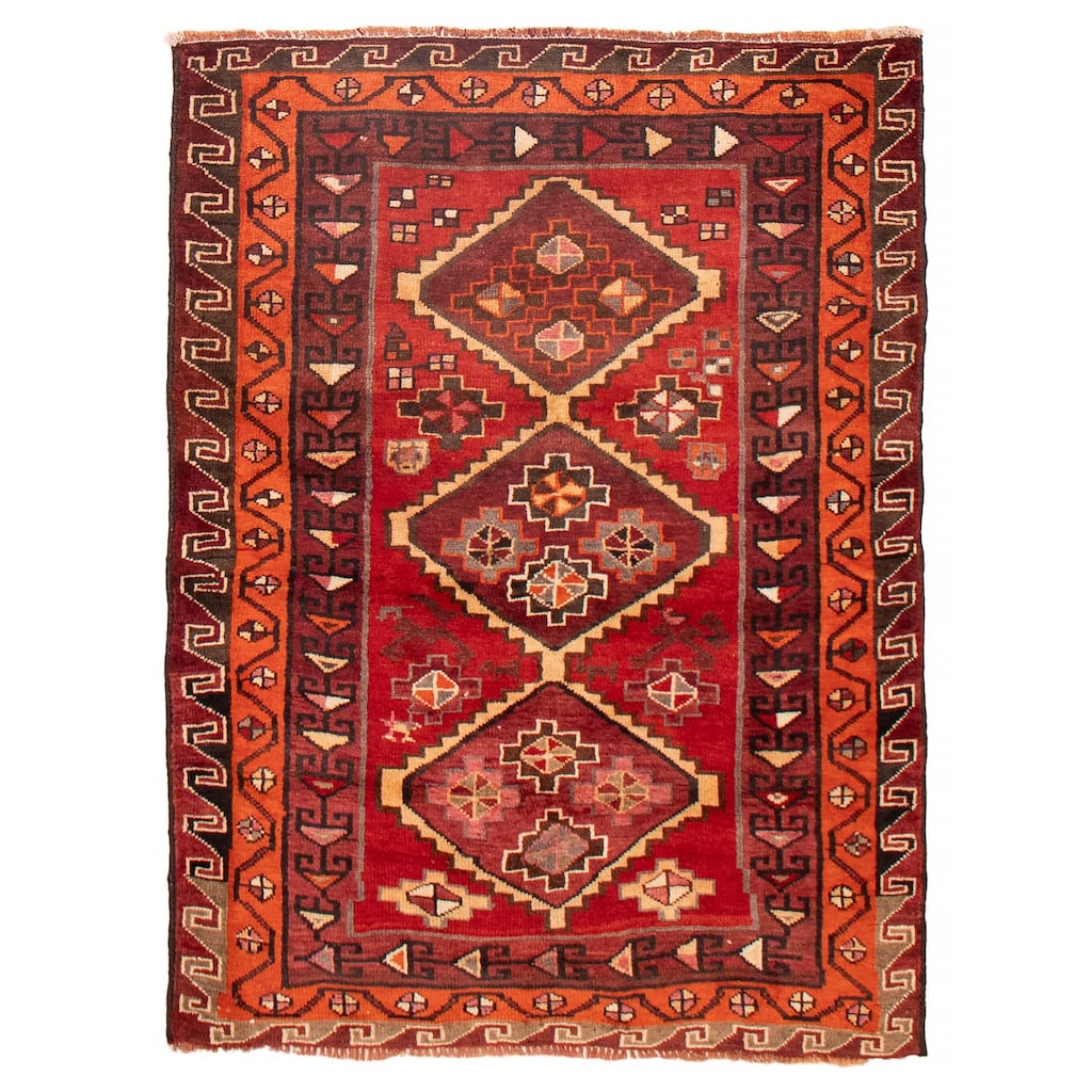 ECARPETGALLERY Hand-knotted Melis Vintage Red Wool Rug - 4'6 x 5'11