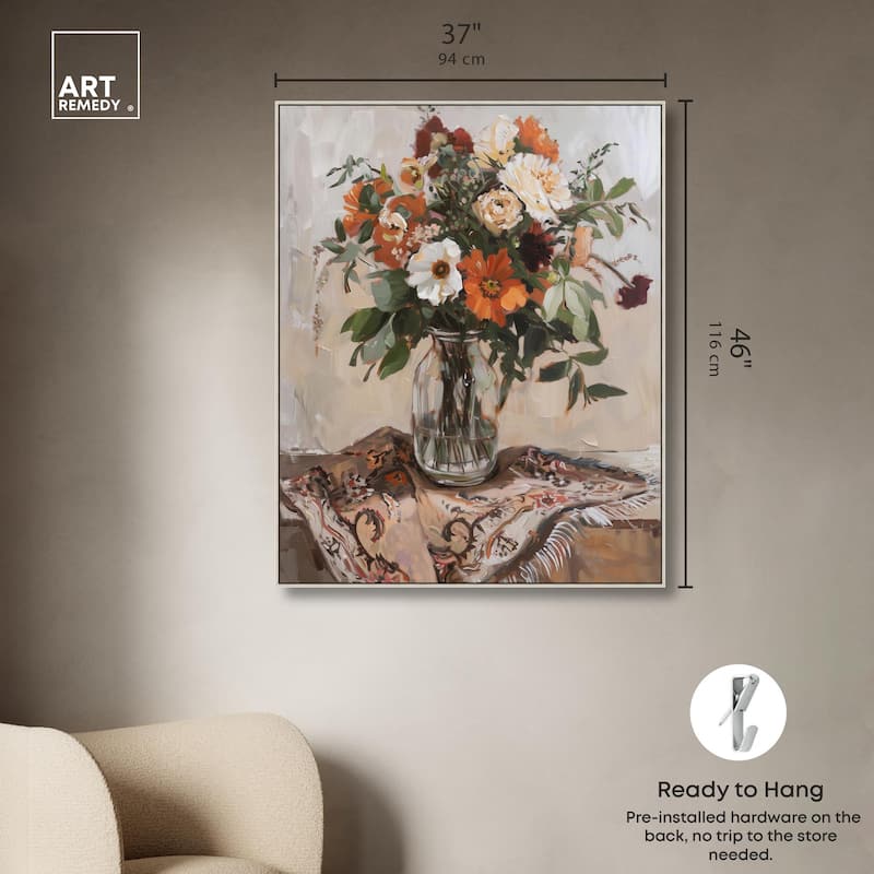 Delicate Glass Vase and Flowers Canvas by Art Remedy