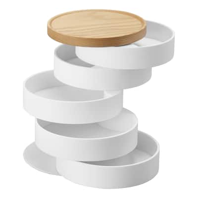 Yamazaki Home Stacked Jewelry Organizer - Two Sizes, ABS Plastic, Open, Lid