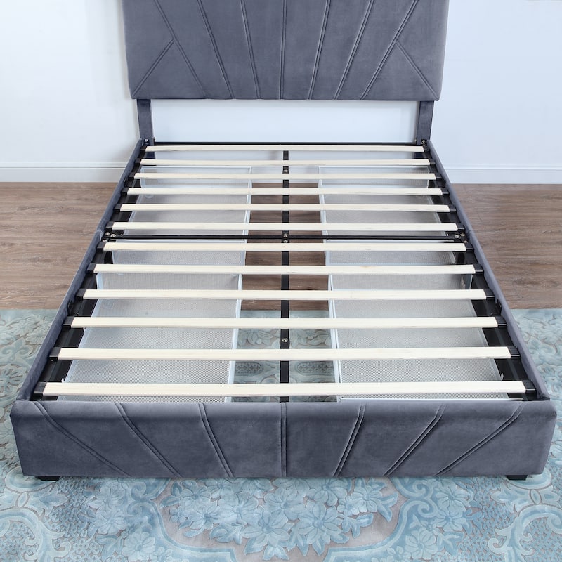 Rhiv Art Deco Upholstered 4-drawer Storage Bed by Furniture of America