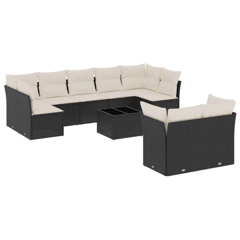 vidaXL Garden Sofa Set Black, Cream White - 21.7 x 21.7 x 14.6