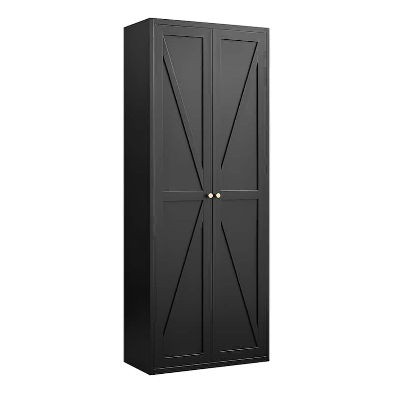 2 Doors Metal Storage Cabinet Kitchen Pantry Cabinet With Adjustable Shelves Tall Steel Cabinet Locker