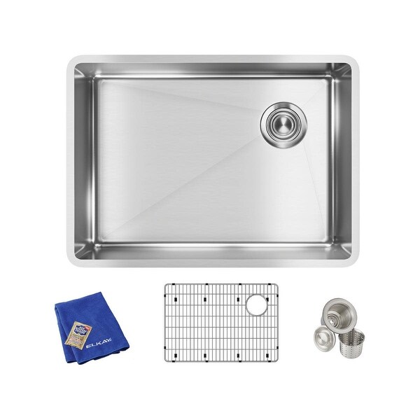 Elkay ECTRU24179RTC Crosstown 25-1/2" Undermount Single Basin Stainless Steel Kitchen Sink with Sound Dampening