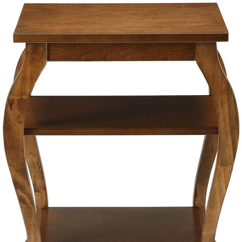 HomeRoots 23" Black Wood Bow Leg End Table With Two Shelves - 20" W x 18" D x 23" H