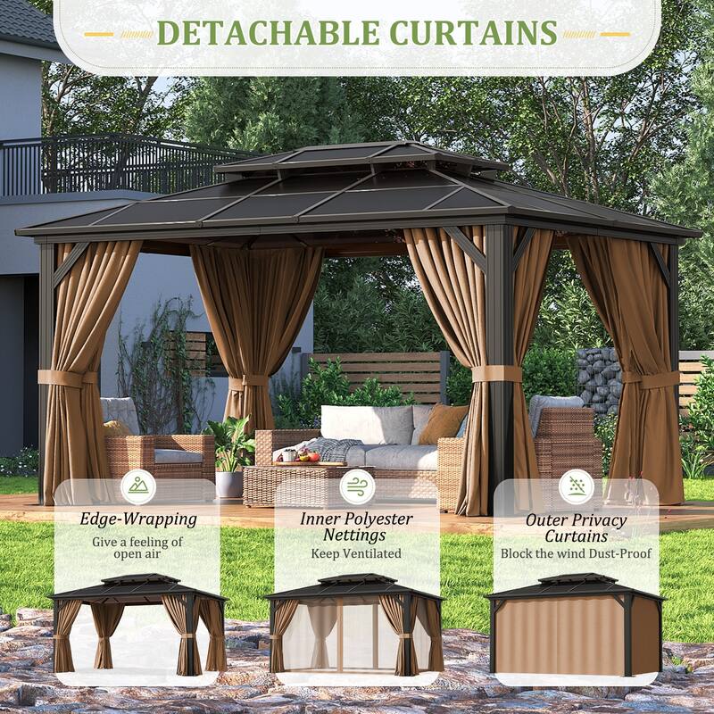 Outdoor Double Roof Hardtop Gazebo