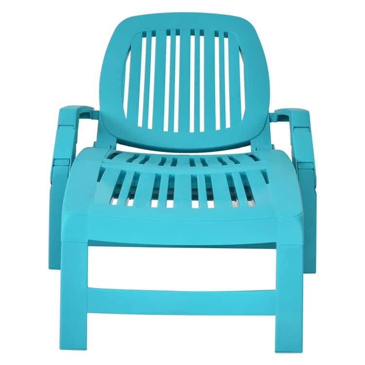 Adjustable Patio Sun Lounger with Weather Resistant Wheels - 65.5" x 29" x16.5"-37" (L x W x H)