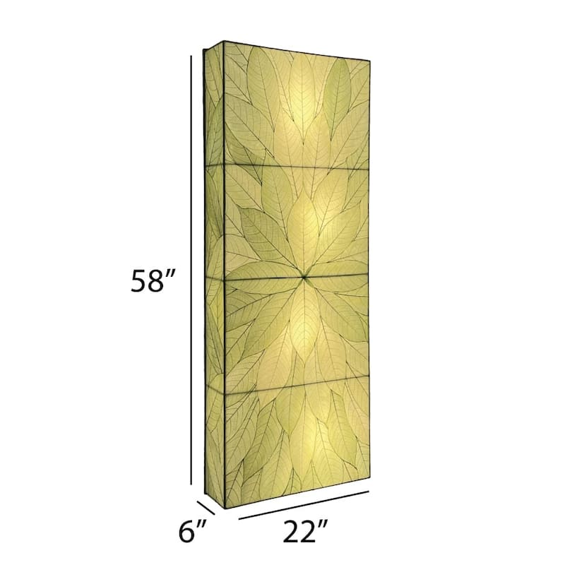 Eangee Handmade Sunburst Panel Wall Lamp, Cocoa Leaves Shade, 22 x 6 x 58 in. - 22 x 58 x 6 in