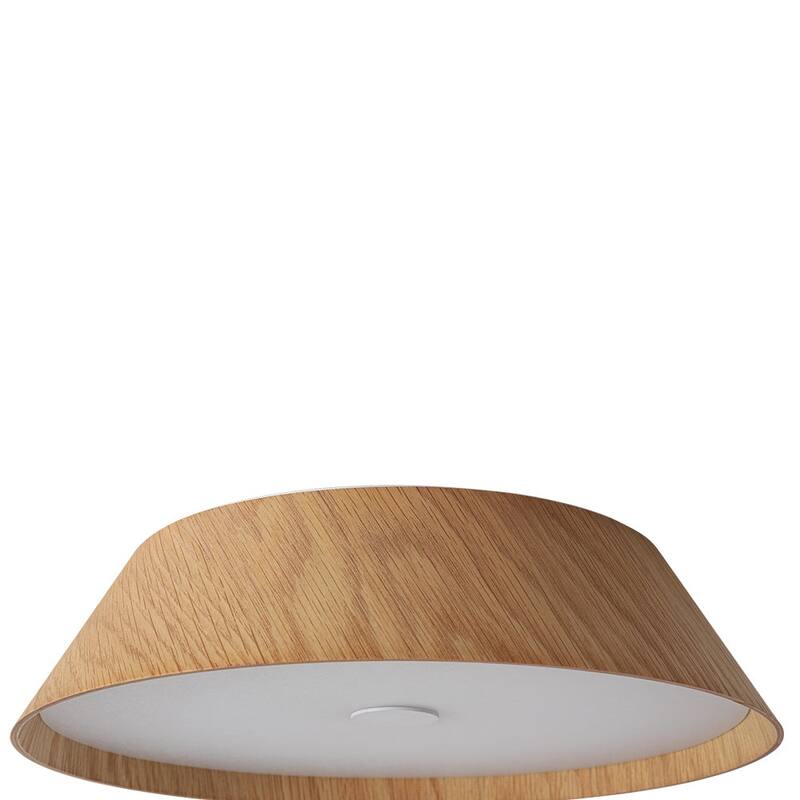 Scandinavian Wood Style Dimmable LED Flush Mount Ceiling Light 13.2in