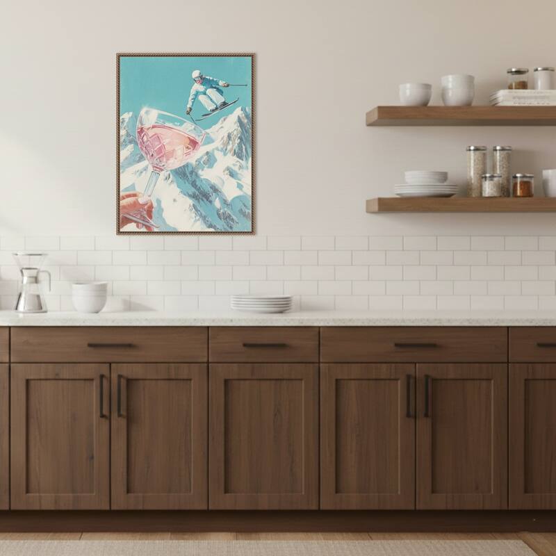 Sip and Ski by Andreas Magnusson (23 x 30 in.), Framed Canvas Wall Art Print
