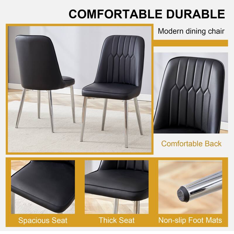 Modern Dining Chairs with Comfortable PU Leather and Durable Metal Legs for Home and Office Use