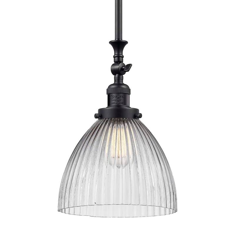 Innovations Lighting Seneca Falls Single Light 10" Wide Mini Pendant - Oil Rubbed Bronze / Clear Halophane