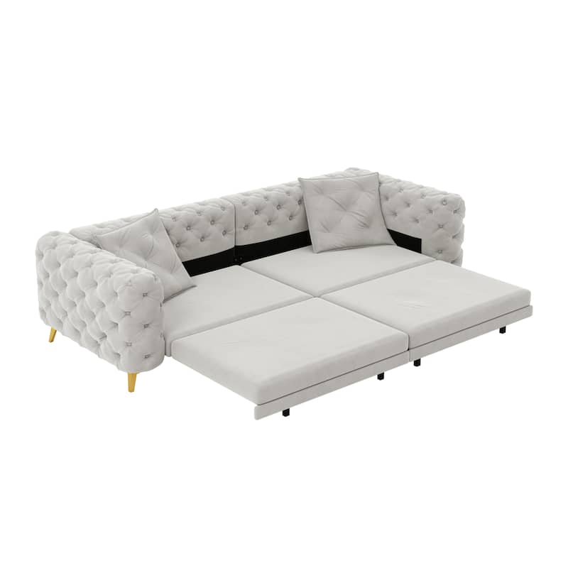 97.7" 3-in-1 Convertible Sleeper Sofa, Pull Out Sofa Bed with Ottoman, 4-Seater for Small Spaces & Apartments