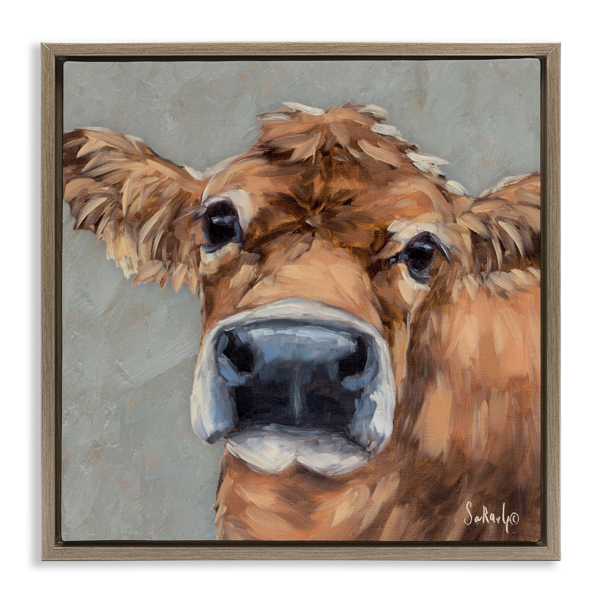 Stupell Freckles The Cow Portrait Framed Floater Canvas Wall Art Design By Sara G. Designs