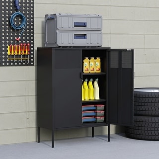 Durable Metal Storage Cabinet with Adjustable Shelves and Non-Slip Feet ...