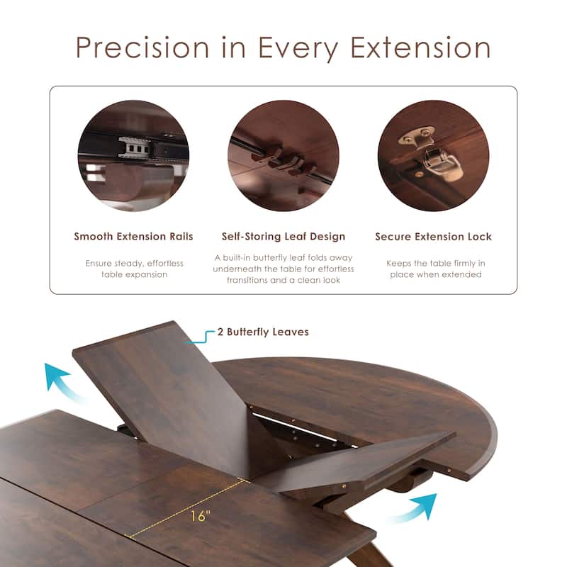 Furniture of America Abigail V Mid-Century Modern Walnut Handfinished Extendable 79-inch Dining Table with Butterfly Leaf