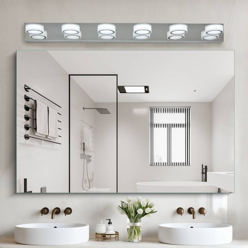 45" Modern 6-Light LED Vanity Light, Sleek Bathroom Wall Light Fixture for Mirror, Shower, and Bathroom Decor