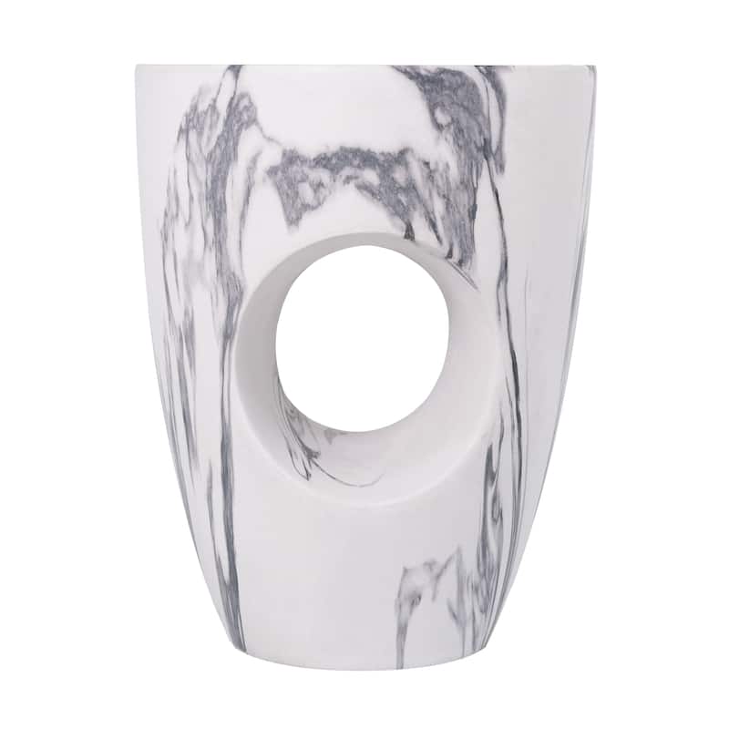 Christopher Knight Home - Modern Indoor/Outdoor 19.29"H MgO Accent Side End Table with Sculptural Cutout & Marble Finish