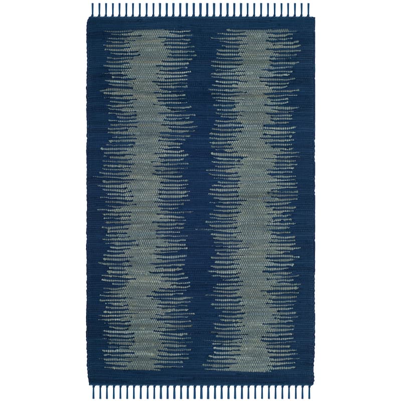 SAFAVIEH Handmade Flatweave Montauk Darcy Casual Cotton Rug - 2'6" x 4' - Navy
