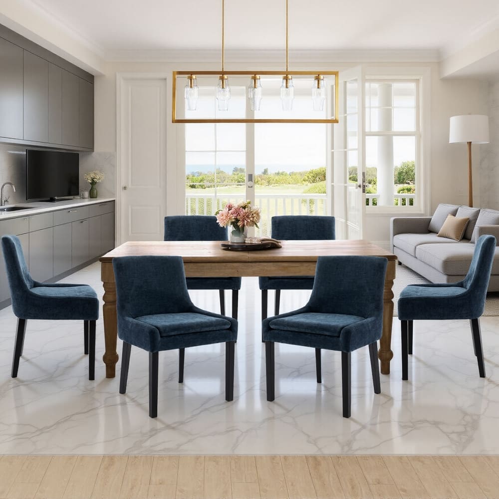 RENEWLINE Mid-Century Modern Corduroy Upholstered Dining Chairs with Solid Wood Legs