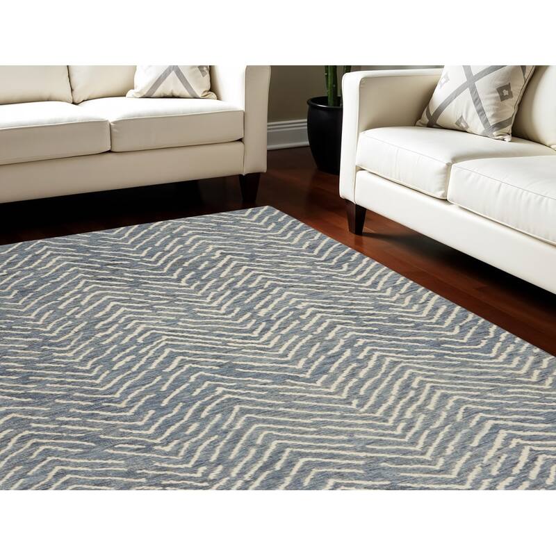 Faxe Power Loomed Modern Soft Area Rug By HomeRoots - 138' X '99' X '0.5 - 138' X '99' X '0.5 - Indigo - Rectangle