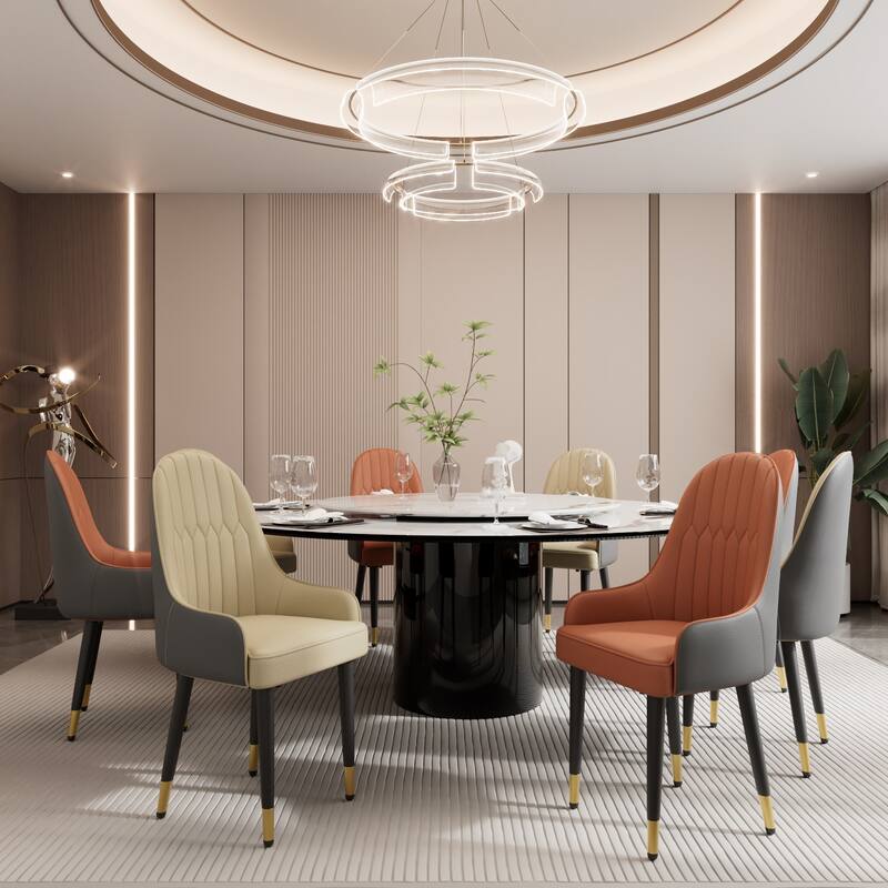 Microfiber Silicone Leather Upholstered Dining Chairs (Set of 2)