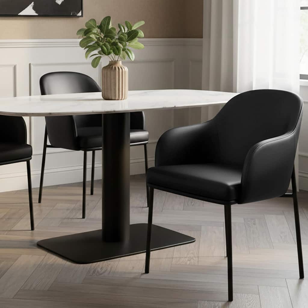 Manhattan Comfort Loft Vegan Leather Metal Armchair - Set of 2