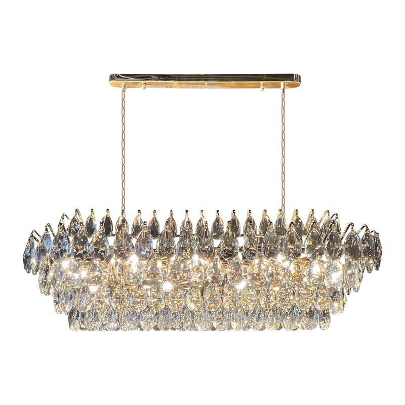 Teardrop Crystal Diamond Linear Chandelier 40"