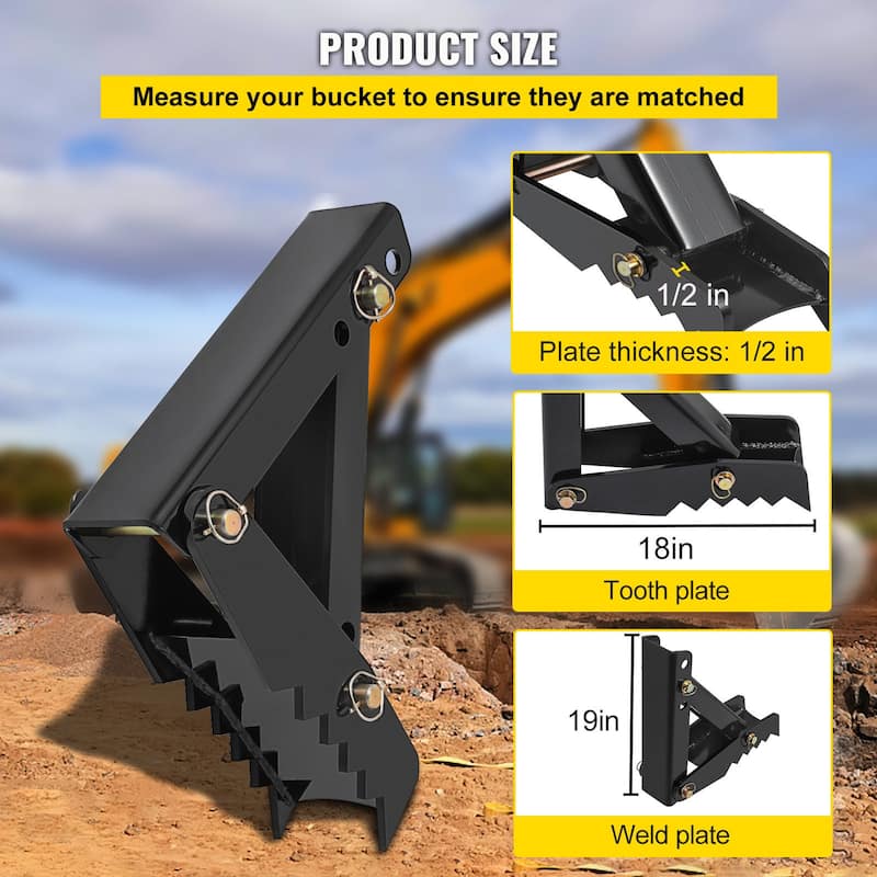UIMOSO Hydraulic Backhoe Thumb, 18 inch 1/2" Thickness Heavy Duty Excavator Thumb, Black Steel Weld On Thumb Attachments