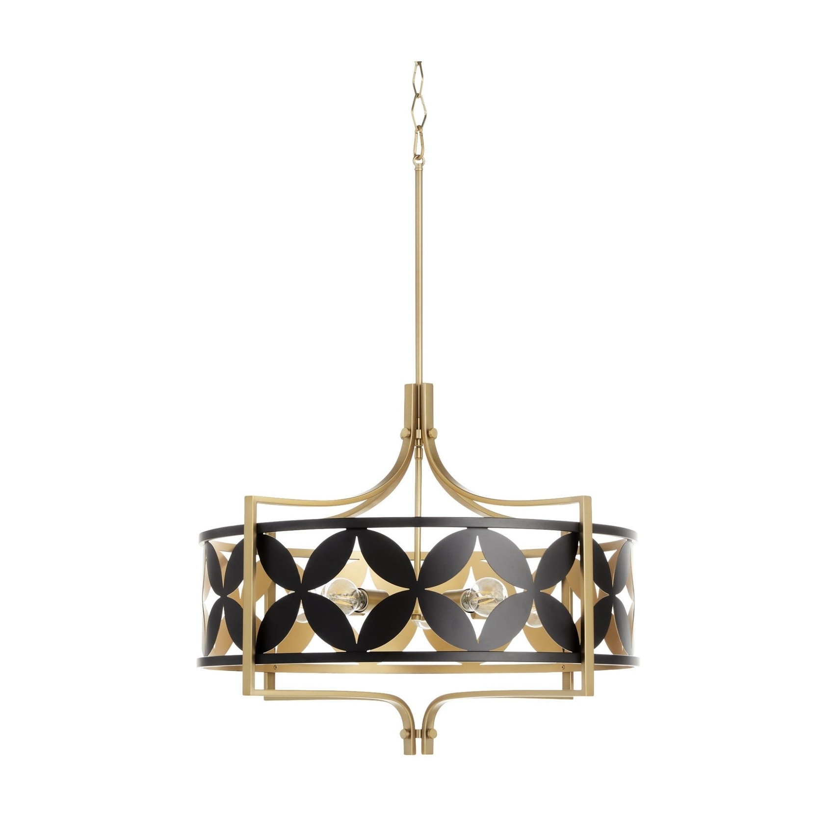 Quorum International 8216-4 5 Light 29" Wide Multi Light Pendant - Matte Black w/Aged Brass