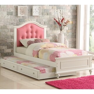 Twin Size Bed with Trundle and Button Tufted Headboard