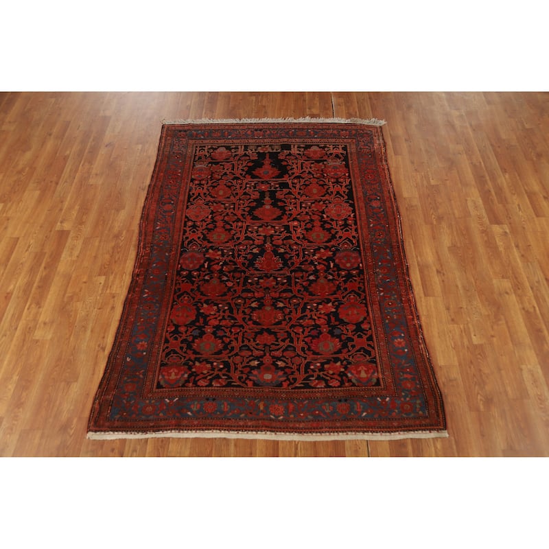 Hand Knotted Oriental 100% Wool Carpet Traditional Floral Oranges & Rust Malayer Area Rug - 6' 6'' X 4' 5''
